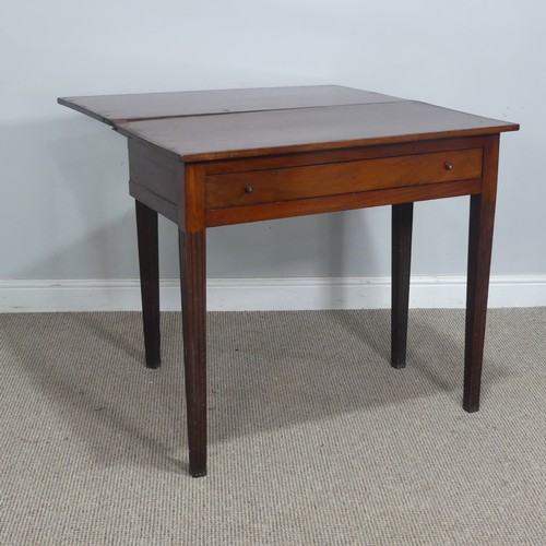 548 - A Georgian mahogany tea Table, the rectangular top over singular frieze drawer, raised on tapering r... 