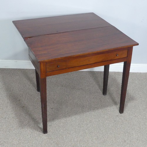 548 - A Georgian mahogany tea Table, the rectangular top over singular frieze drawer, raised on tapering r... 