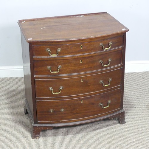 551 - A Georgian mahogany bowfront Chest of drawers, with four graduating drawers raised on bracket feet, ... 