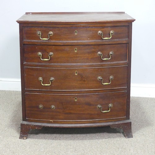 551 - A Georgian mahogany bowfront Chest of drawers, with four graduating drawers raised on bracket feet, ... 