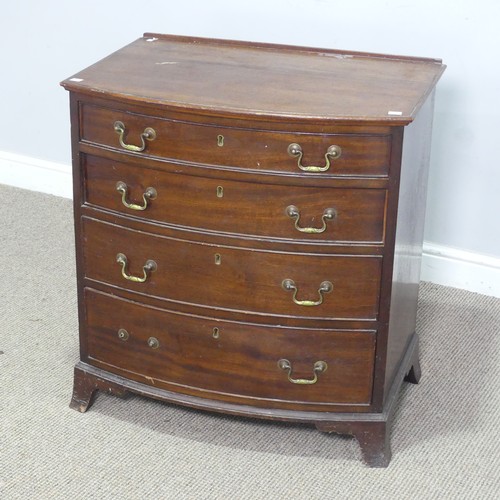 551 - A Georgian mahogany bowfront Chest of drawers, with four graduating drawers raised on bracket feet, ... 