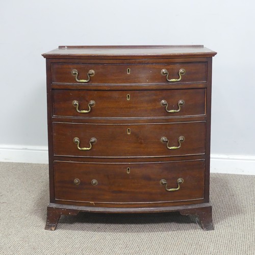 551 - A Georgian mahogany bowfront Chest of drawers, with four graduating drawers raised on bracket feet, ... 