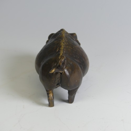 553 - An early 20th century brass butchers countertop Bell, in the form of a pig, inset with glass eyes an... 