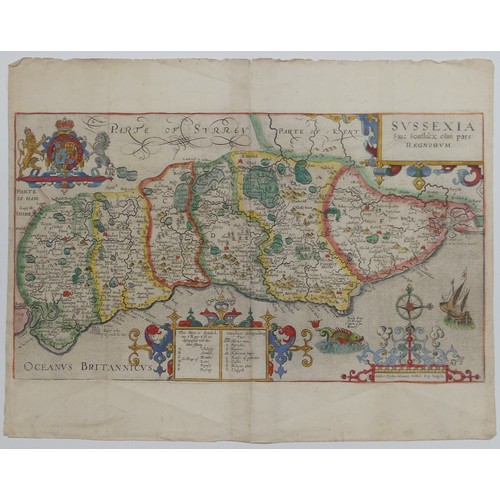 48 - British County Maps; Sussex, including two copies of Kip after Norden 'Sussexia', from Camden's 1637... 