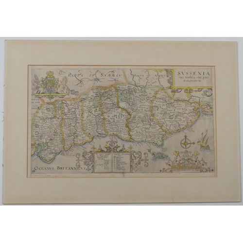 48 - British County Maps; Sussex, including two copies of Kip after Norden 'Sussexia', from Camden's 1637... 