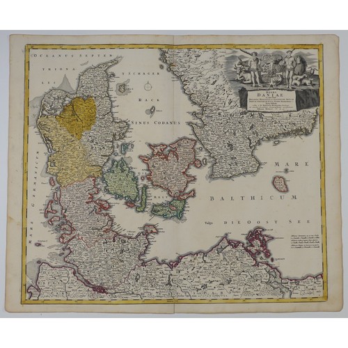 47 - Homann (Johann Baptist, heirs of), 'Regni Daniae...', an early 18thC engraved map of Denmark, with c... 