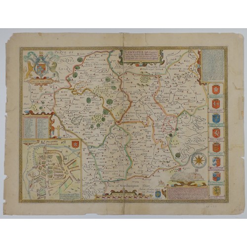 42 - British County Maps; including Speed (John); 'Leicester both Countye and Citie described', Thomas Ba... 