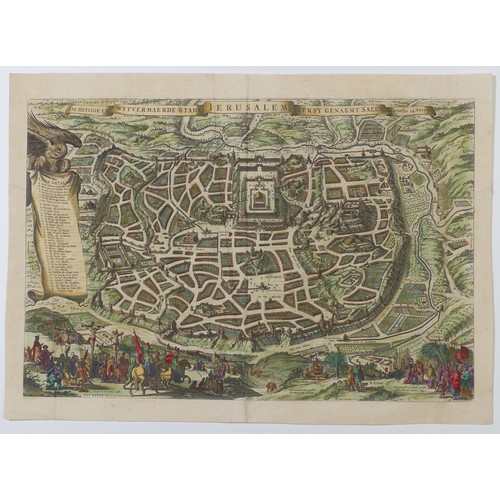 50 - Visscher (Dutch Nicolaes); 'De Heylige En Wytvermaerde Stadt Jerusalem Eerst Genaemt Salem...', A mi... 