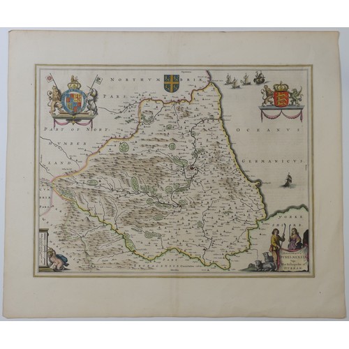 58 - British County Maps; including Blaeu (Johannes (Joan) Dutch 1596-1673); 'Episcopatus Dunelmensis Vul... 