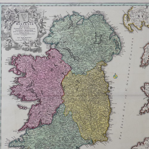 57 - Homann (Johann Baptist, heirs of); 'Hiberniae Regnum....', an early 18th map of Ireland, with contem... 