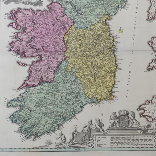 57 - Homann (Johann Baptist, heirs of); 'Hiberniae Regnum....', an early 18th map of Ireland, with contem... 