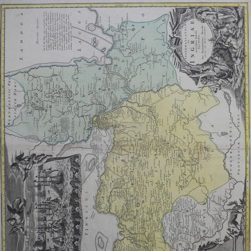 56 - Homann (Johann Baptist, heirs of); 'Ingermanlandiae seu Ingriae...', a decorative map of the area su... 