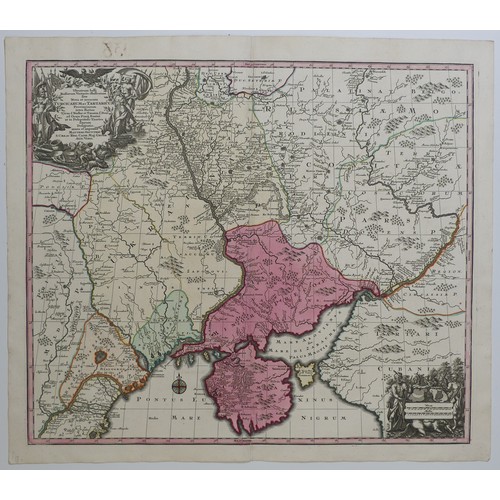 56 - Homann (Johann Baptist, heirs of); 'Ingermanlandiae seu Ingriae...', a decorative map of the area su... 