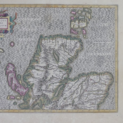 62 - Scotland; including 'Blaeu; 'PRAEFECTURA KIRCUBRIENSIS....', a mid 17thC hand coloured map of the co... 