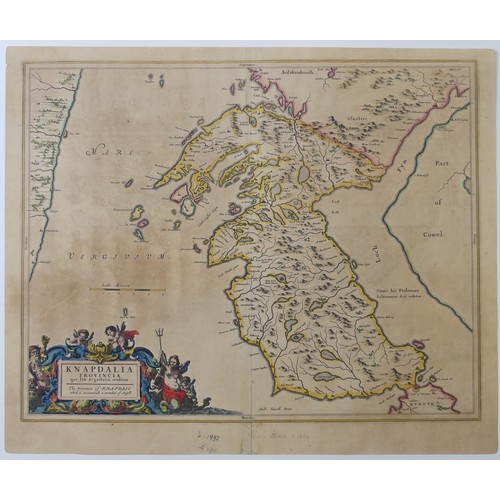 62 - Scotland; including 'Blaeu; 'PRAEFECTURA KIRCUBRIENSIS....', a mid 17thC hand coloured map of the co... 