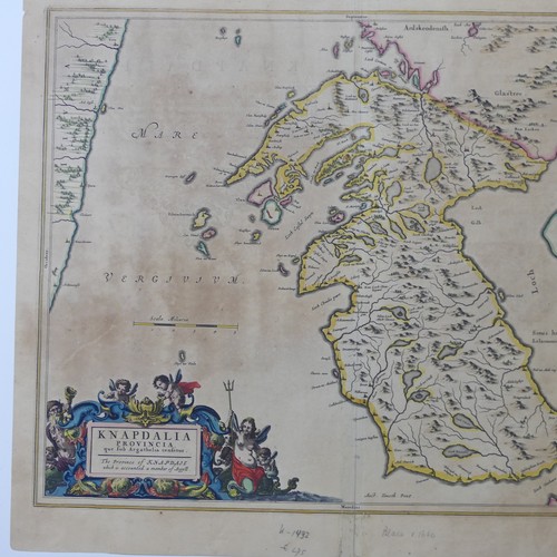 62 - Scotland; including 'Blaeu; 'PRAEFECTURA KIRCUBRIENSIS....', a mid 17thC hand coloured map of the co... 