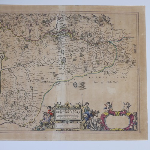 62 - Scotland; including 'Blaeu; 'PRAEFECTURA KIRCUBRIENSIS....', a mid 17thC hand coloured map of the co... 