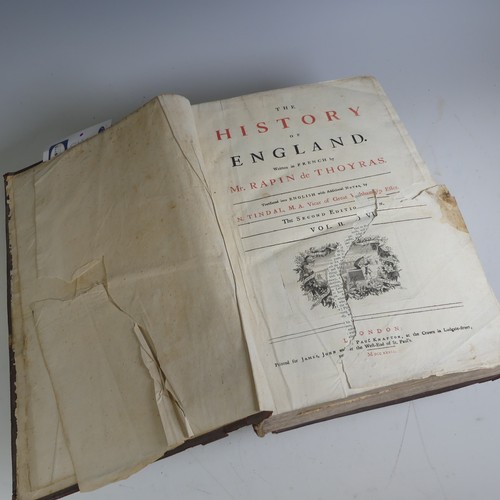 88 - Thoyras (Rapin de); 'The History of England', 2 vol., second edition, translated by N. Tindal, folio... 