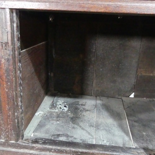 537 - A 17th century carved oak court Cupboard, the cornice with carved details and 'WBEB' raised on bulbo... 