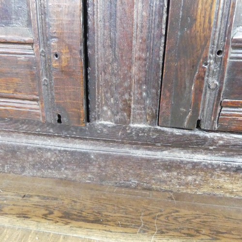 537 - A 17th century carved oak court Cupboard, the cornice with carved details and 'WBEB' raised on bulbo... 