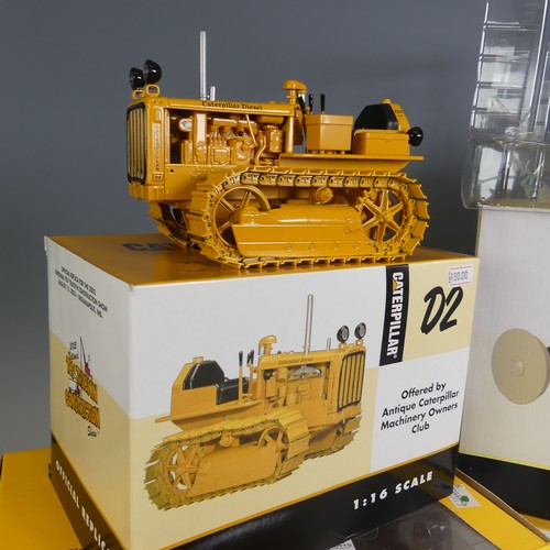 307 - Four Spec-Cast 1:16 scale Caterpillar models, comprising: a D2 Track-Type Tractor official replica f... 