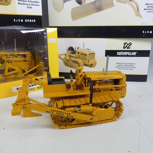 307 - Four Spec-Cast 1:16 scale Caterpillar models, comprising: a D2 Track-Type Tractor official replica f... 