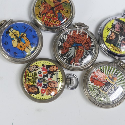 268 - Six novelty vintage Pocket Watches, one with Beatles 'Let it Be' dial, 'Made in Gt. Britain' on move... 