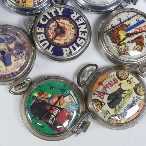 270 - A collection of thirteen vintage Advertising Pocket Watches, all with chrome / nickel plated cases, ... 