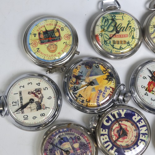 270 - A collection of thirteen vintage Advertising Pocket Watches, all with chrome / nickel plated cases, ... 