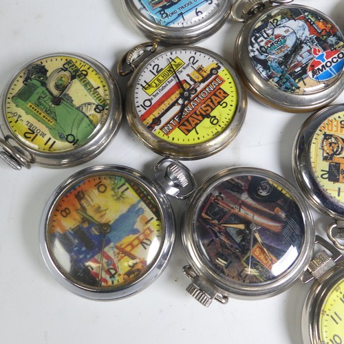 271 - A collection of vintage transport related Advertising Pocket Watches, including 'The Greyhound Lines... 