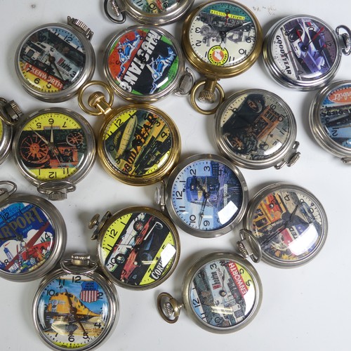 272 - A collection of vintage transport related Advertising Pocket Watches, including 'TWA Airlines', 'Uni... 