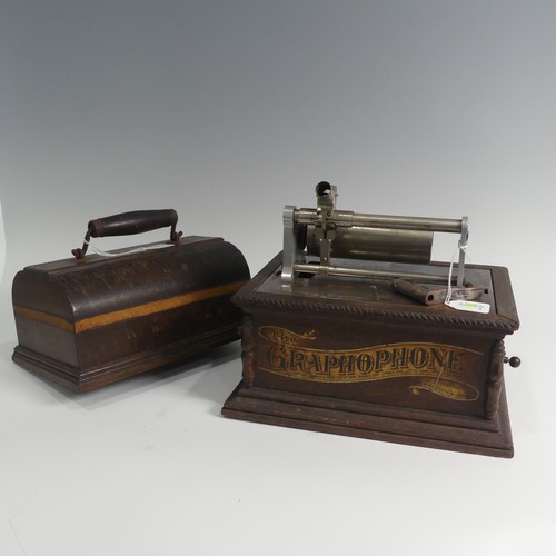 282 - An early 20th century ‘The Graphophone’, Columbia Phonograph, with original oak case and white metal... 