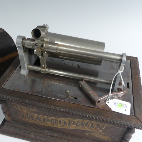 282 - An early 20th century ‘The Graphophone’, Columbia Phonograph, with original oak case and white metal... 