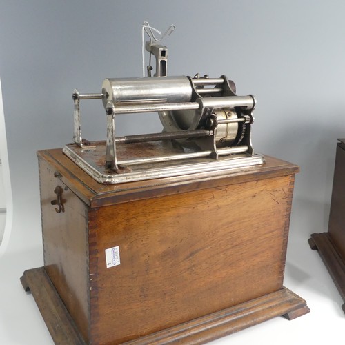 283 - A Pathé Phonograph for J. Girard & Cie., Paris, in walnut case with domed cover, incomplete, lac... 