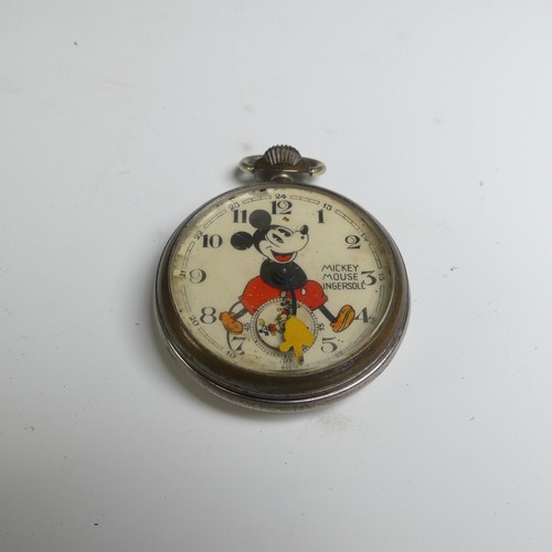 274 - Ingersol Mickey Mouse keyless wind open-faced Pocket Watch, the dial depicting Mickey Mouse at the c... 