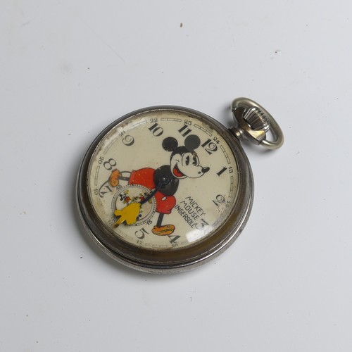 274 - Ingersol Mickey Mouse keyless wind open-faced Pocket Watch, the dial depicting Mickey Mouse at the c... 