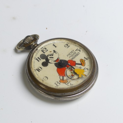 274 - Ingersol Mickey Mouse keyless wind open-faced Pocket Watch, the dial depicting Mickey Mouse at the c... 