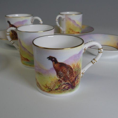 375 - A set of four Royal Worcester Cups and Saucers, James Stinton Game Birds series, mark to reverse, H ... 