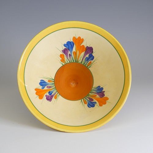 376 - A Clarice Cliff 'Crocus' pattern conical fruit Bowl, supported on four triangular feet, stamped to t... 