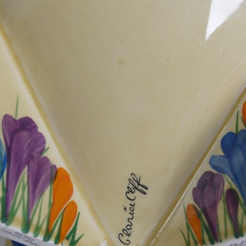 376 - A Clarice Cliff 'Crocus' pattern conical fruit Bowl, supported on four triangular feet, stamped to t... 