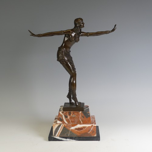 703 - After D. H. Chiparus; A contemporary Art Deco style brown patinated cast bronze figure of a Phoenici... 