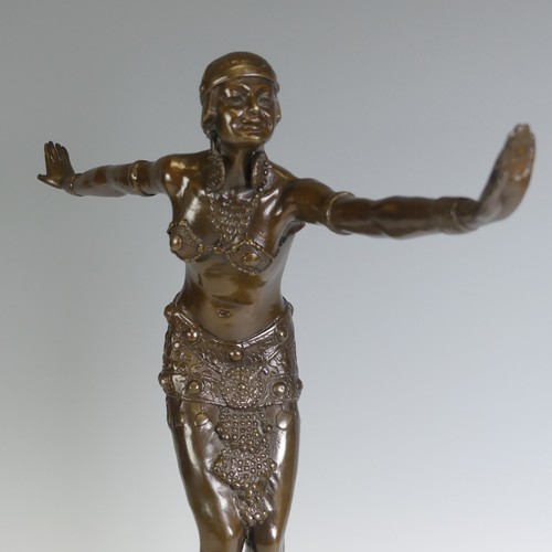 703 - After D. H. Chiparus; A contemporary Art Deco style brown patinated cast bronze figure of a Phoenici... 