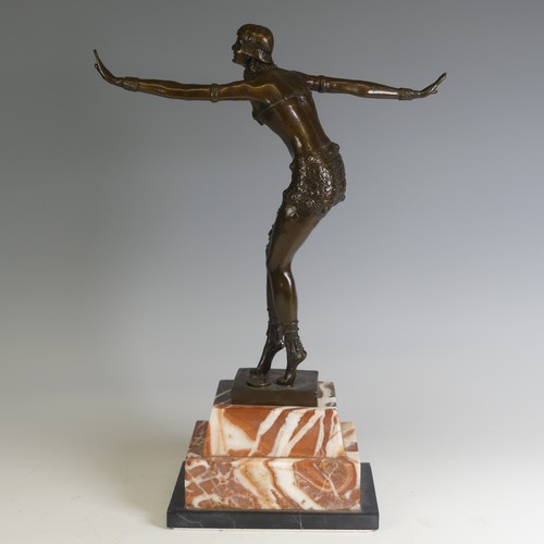 703 - After D. H. Chiparus; A contemporary Art Deco style brown patinated cast bronze figure of a Phoenici... 