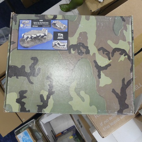 300 - A collection of military modelling accessories and kits, including buildings, vegetation, modeling e... 