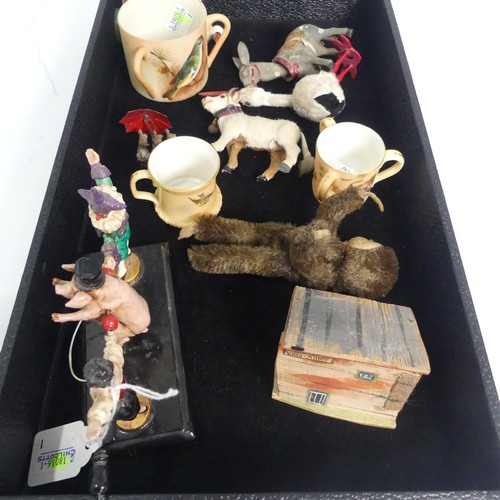 224 - A mixed lot of small Collectors' Items, including a vintage Schuco miniature monkey, small continent... 