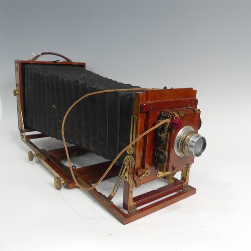 221 - Houghton's ‘Victo’ folding half-plate hand and stand field Camera, mahogany and brass, with Thornton... 