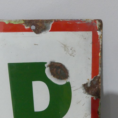 254 - A vintage Lactifer enamel advertising sign, green lettering on white ground with red border, inscrib... 