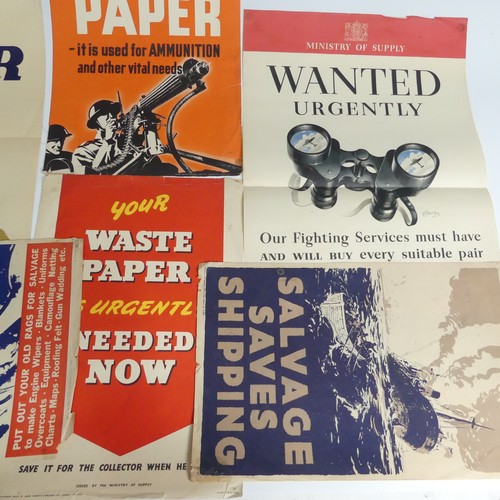 204 - Six W.W.II Ministry of Supply posters, printed paper, including 'Wanted Urgently......every suitable... 