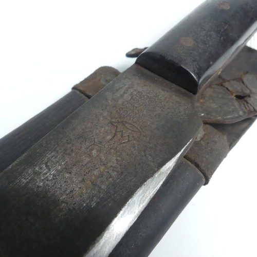 202 - A WW2 Legitimus Collins & Co Machette, marked USA, numbered 1250 and dated 1943, in leather scab... 