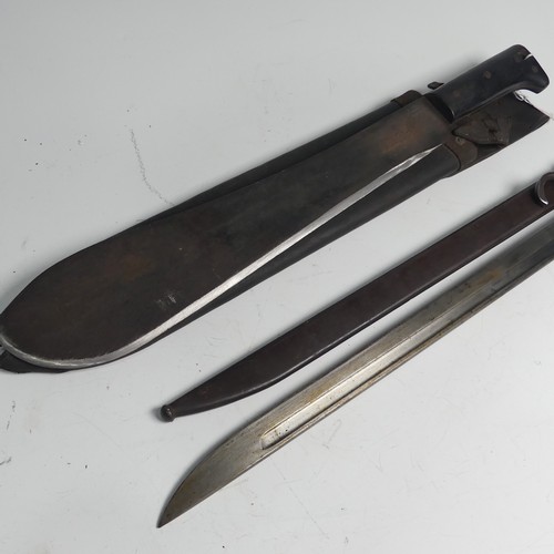 202 - A WW2 Legitimus Collins & Co Machette, marked USA, numbered 1250 and dated 1943, in leather scab... 